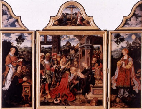 Genova, San Donato - Joos van Cleve, Adorazione dei Magi con Santo Stefano e Maria Maddalena