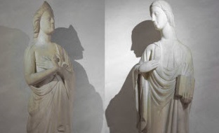 Sarzana, Museo diocesano - Gruppo marmoreo della'Annunciazione: Vergine Annunciata e Angelo, secolo XIV